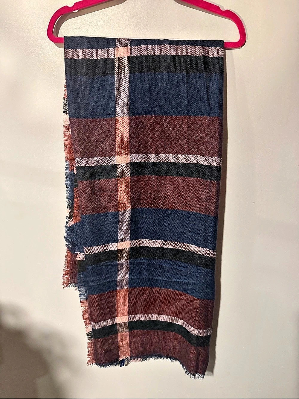 Plaid Scarf in Blue & Brown Like New